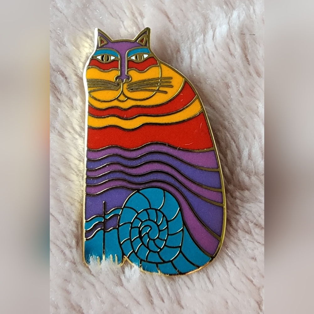 Vintage Laurel Burch "Rainbow Cats' Brooch 1980's